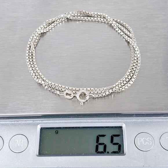 Vintage Sterling Silver 925 Box Chain Necklace 20” - Picture 3 of 3